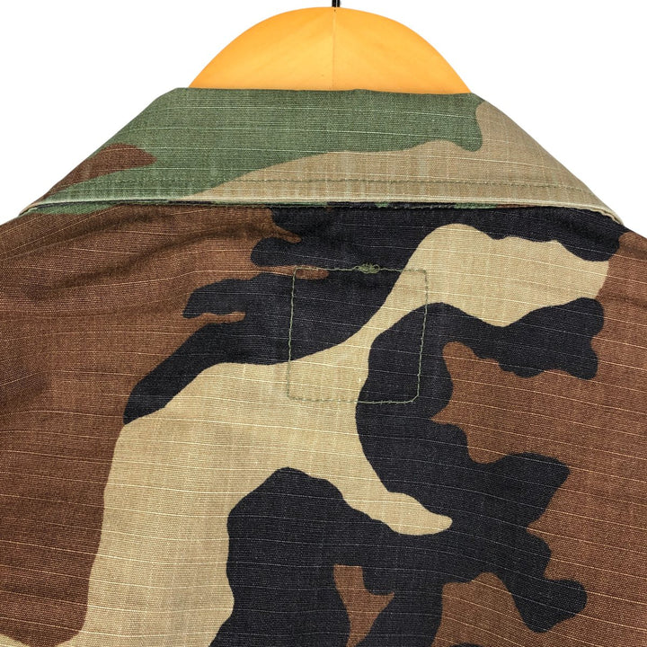 90'S US Military Genuine Camouflage Pattern Woodland Camo Ripstop BDU Military Jacket Made in USA MEDIUM-REGULAR Men's M Nylon Khaki type Vintage Second Hand