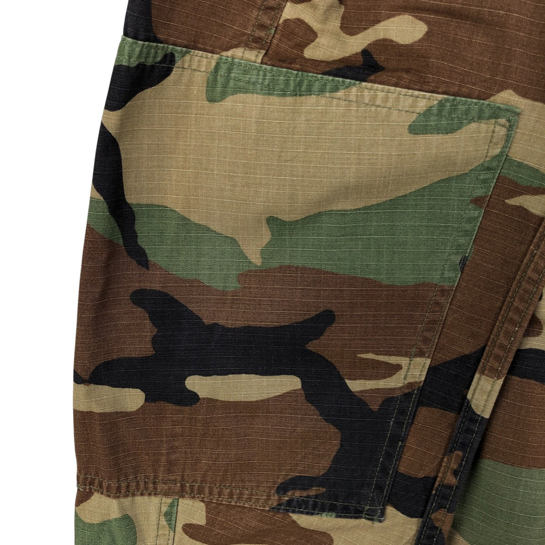 90'S US Military Genuine Camouflage Pattern Woodland Camo Ripstop BDU Military Jacket Made in USA MEDIUM-REGULAR Men's M Nylon Khaki type Vintage Second Hand