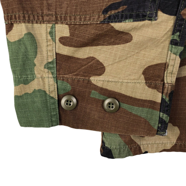 90'S US Military Genuine Camouflage Pattern Woodland Camo Ripstop BDU Military Jacket Made in USA MEDIUM-REGULAR Men's M Nylon Khaki type Vintage Second Hand