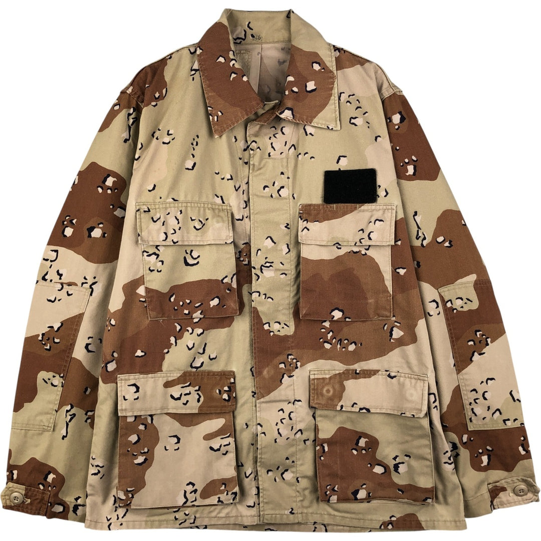 80'S US Military Camouflage Pattern 6C Desert Chocolate Chip Camo BDU Military Jacket Made in USA MEDIUM-REGULAR Men's M cotton Beige type Vintage Second Hand