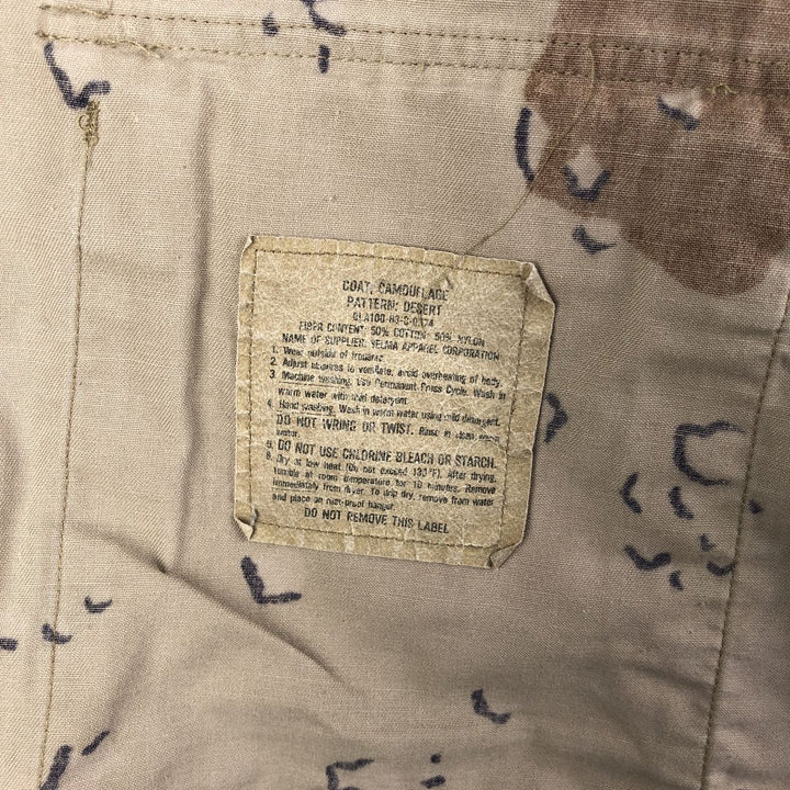 80'S US Military Camouflage Pattern 6C Desert Chocolate Chip Camo BDU Military Jacket Made in USA MEDIUM-REGULAR Men's M cotton Beige type Vintage Second Hand