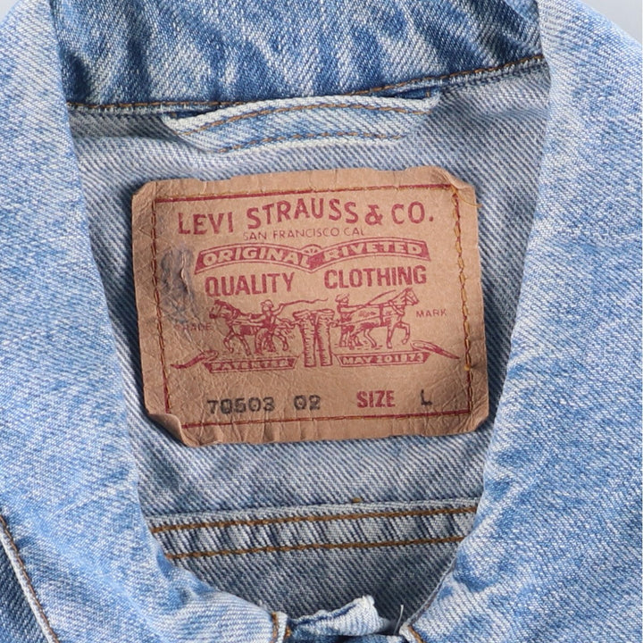 90'S Levi's 70503-02 Euro Model Denim Jacket, G-Jean, Men's Size L, Vintage cotton blue type Vintage Second Hand