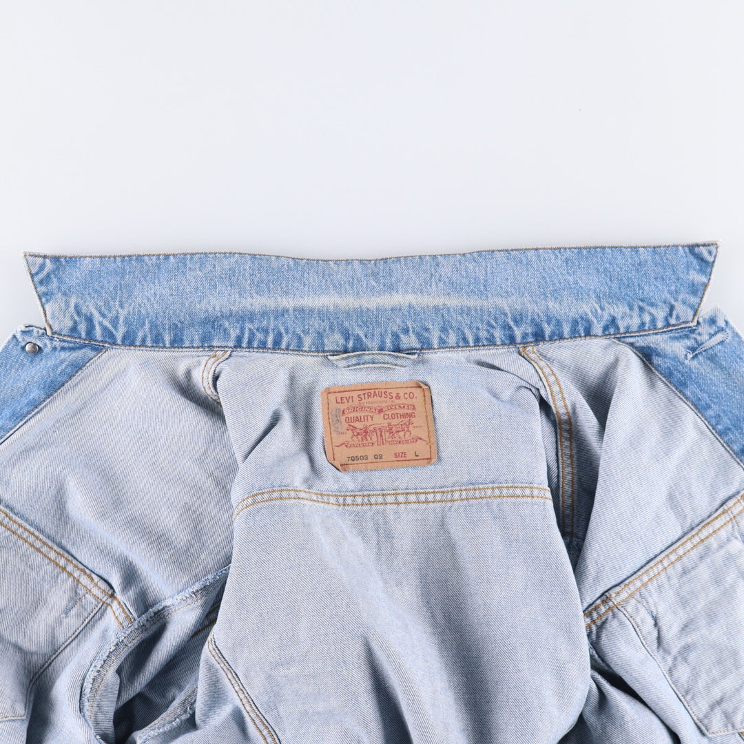 90'S Levi's 70503-02 Euro Model Denim Jacket, G-Jean, Men's Size L, Vintage cotton blue type Vintage Second Hand