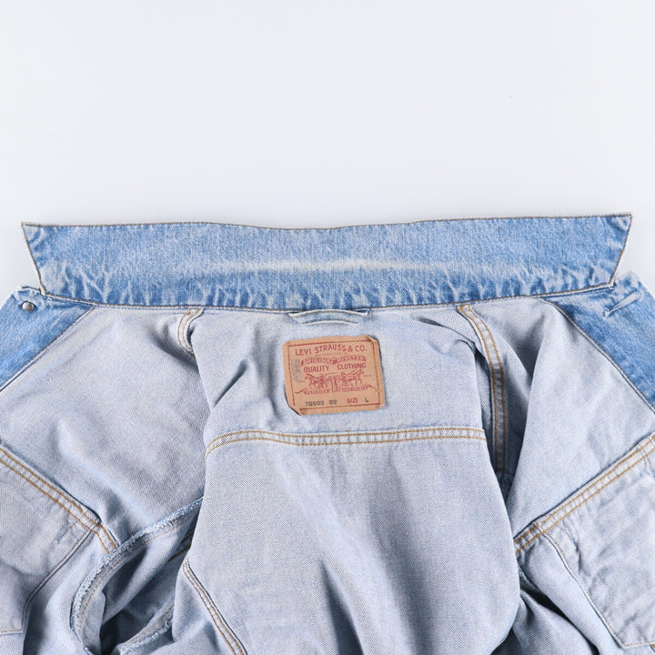 90'S Levi's 70503-02 Euro Model Denim Jacket, G-Jean, Men's Size L, Vintage cotton blue type Vintage Second Hand