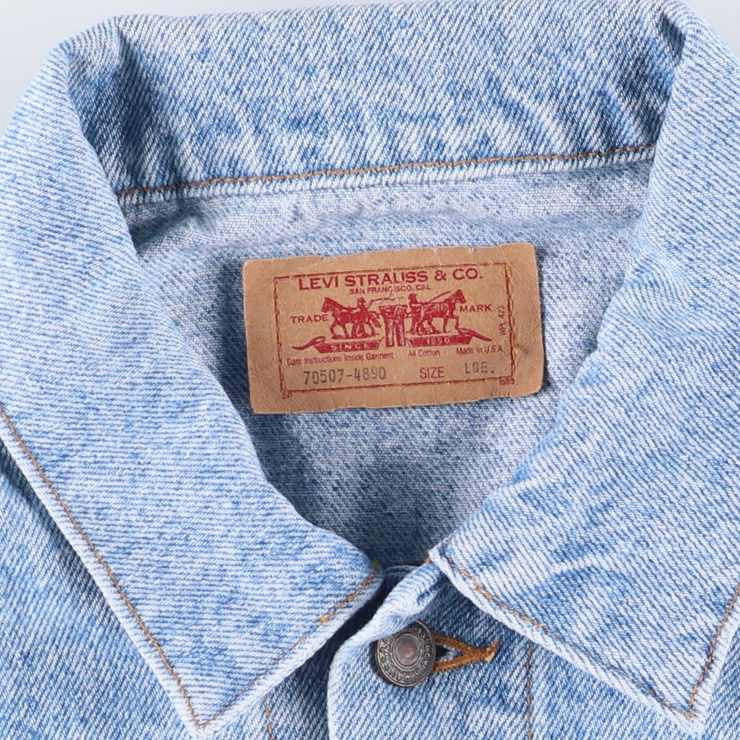 90'S Levi's 70507-4890 denim jacket, denim jacket, made in the USA, men's size L, vintage cotton blue type Vintage Second Hand