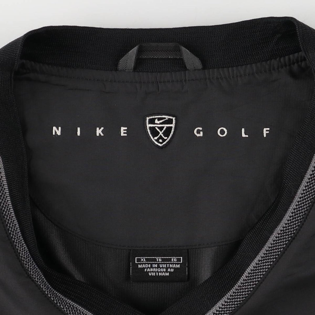 Nike Golf V-Neck Warm-Up Pullover, Men's XL polyester black type Vintage Second Hand
