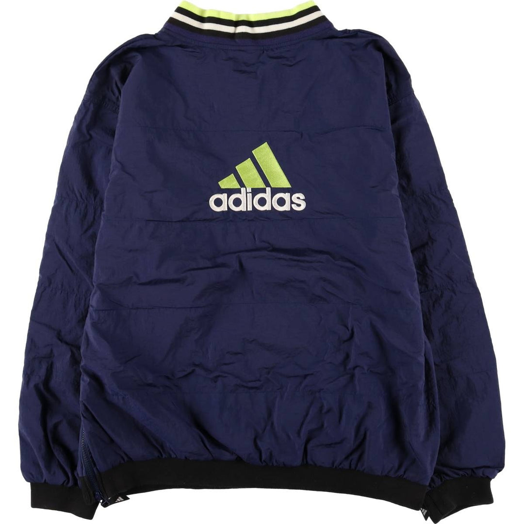 90'S Adidas V-neck nylon pullover, men's size L Nylon navy blue type Vintage Second Hand