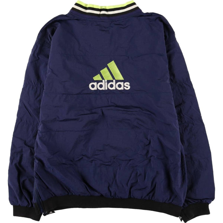 90'S Adidas V-neck nylon pullover, men's size L Nylon navy blue type Vintage Second Hand