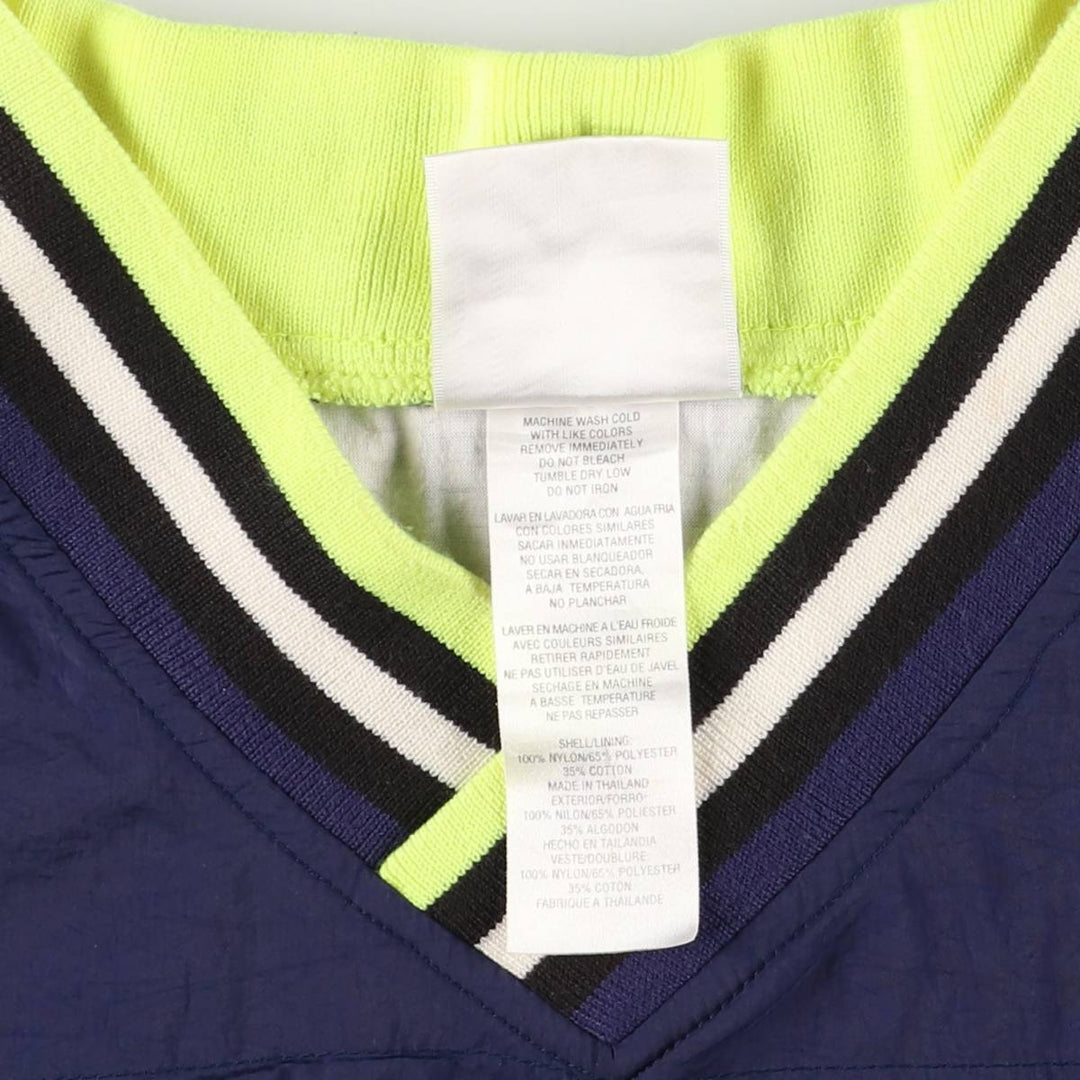 90'S Adidas V-neck nylon pullover, men's size L Nylon navy blue type Vintage Second Hand