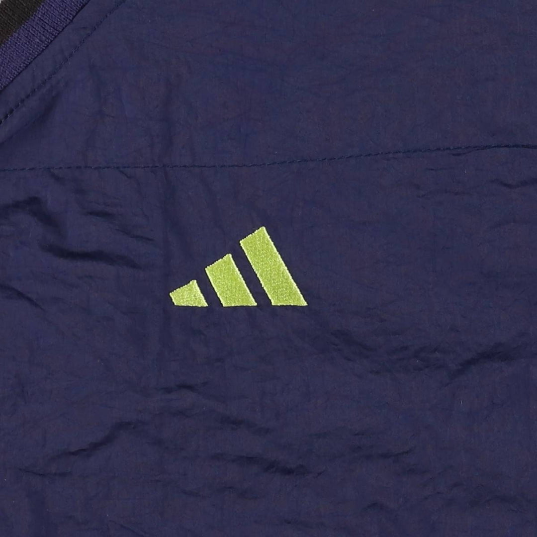 90'S Adidas V-neck nylon pullover, men's size L Nylon navy blue type Vintage Second Hand