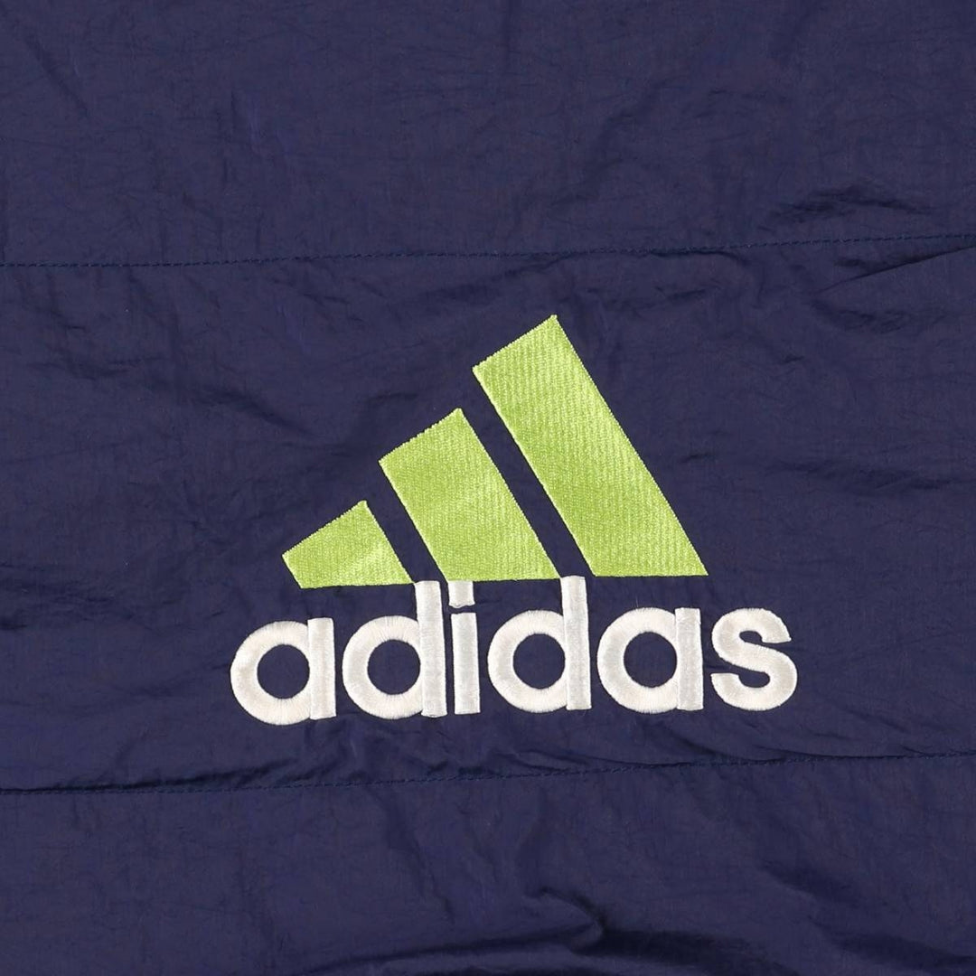 90'S Adidas V-neck nylon pullover, men's size L Nylon navy blue type Vintage Second Hand