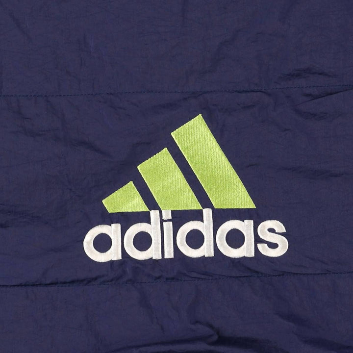 90'S Adidas V-neck nylon pullover, men's size L Nylon navy blue type Vintage Second Hand