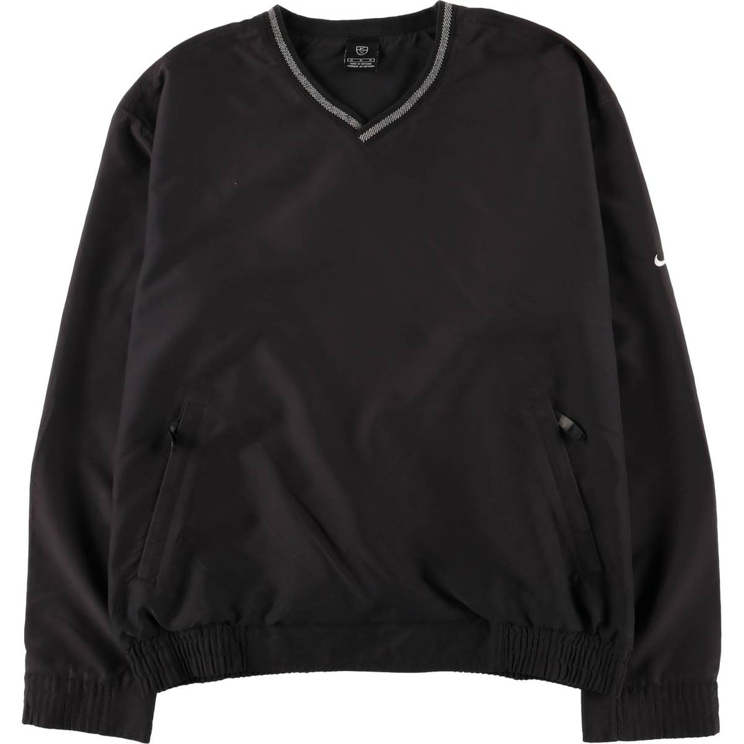 Nike Golf V-neck warm-up pullover, men's size M polyester black type Vintage Second Hand