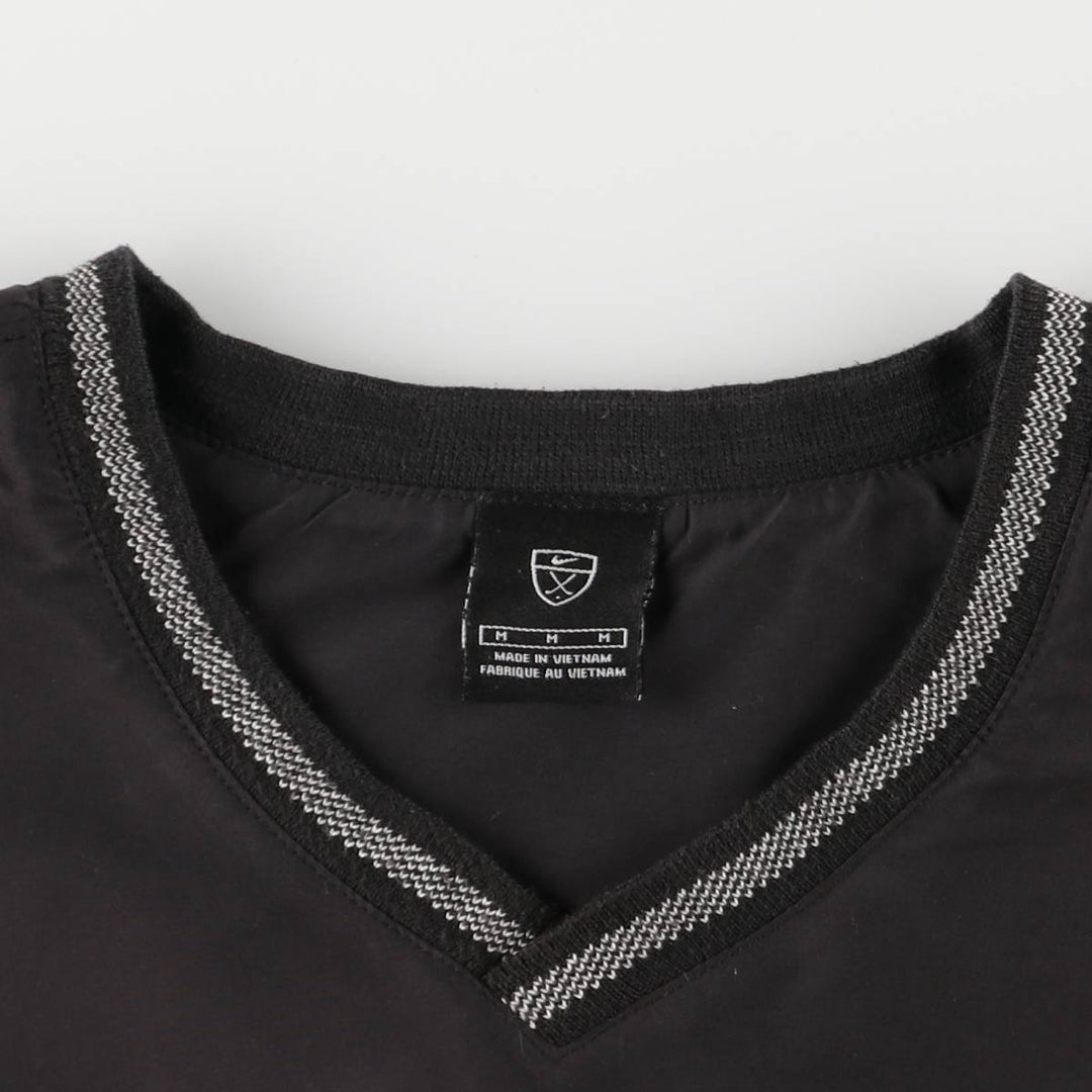 Nike Golf V-neck warm-up pullover, men's size M polyester black type Vintage Second Hand