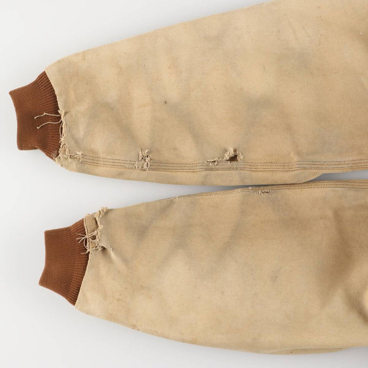 90'S Carhartt Active Jacket, Duck Full Zip Hoodie, Made in USA, Men's Size L, Vintage cotton Beige type Vintage Second Hand