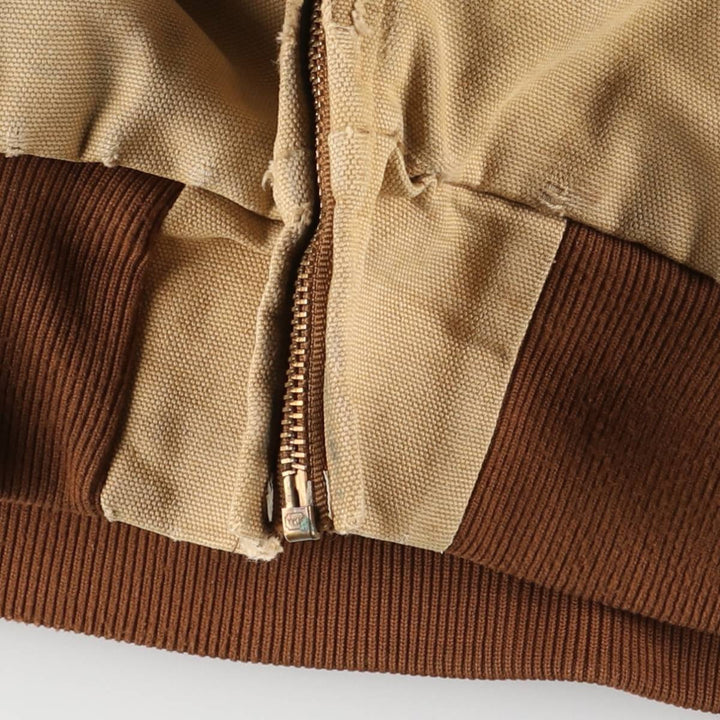 90'S Carhartt Active Jacket, Duck Full Zip Hoodie, Made in USA, Men's Size L, Vintage cotton Beige type Vintage Second Hand