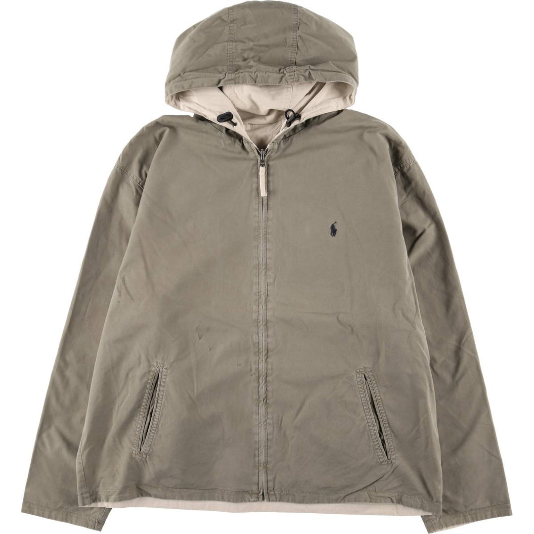 Ralph Lauren POLO by Ralph Lauren reversible cotton hoodie, men's size XL cotton Khaki type beige Vintage Second Hand