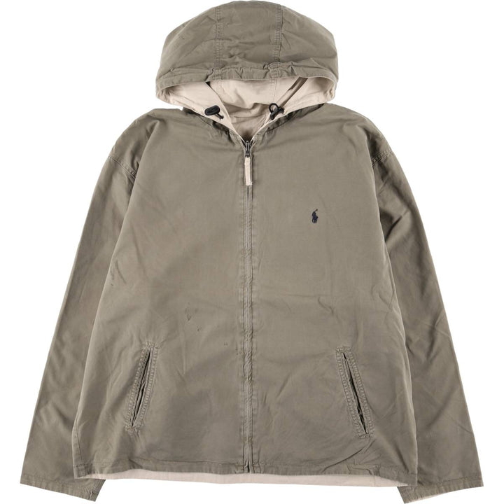 Ralph Lauren POLO by Ralph Lauren reversible cotton hoodie, men's size XL cotton Khaki type beige Vintage Second Hand