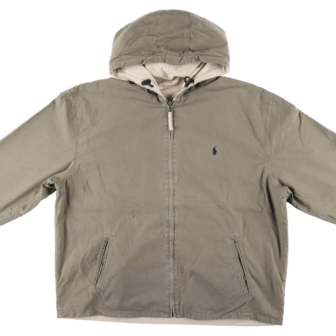 Ralph Lauren POLO by Ralph Lauren reversible cotton hoodie, men's size XL cotton Khaki type beige Vintage Second Hand