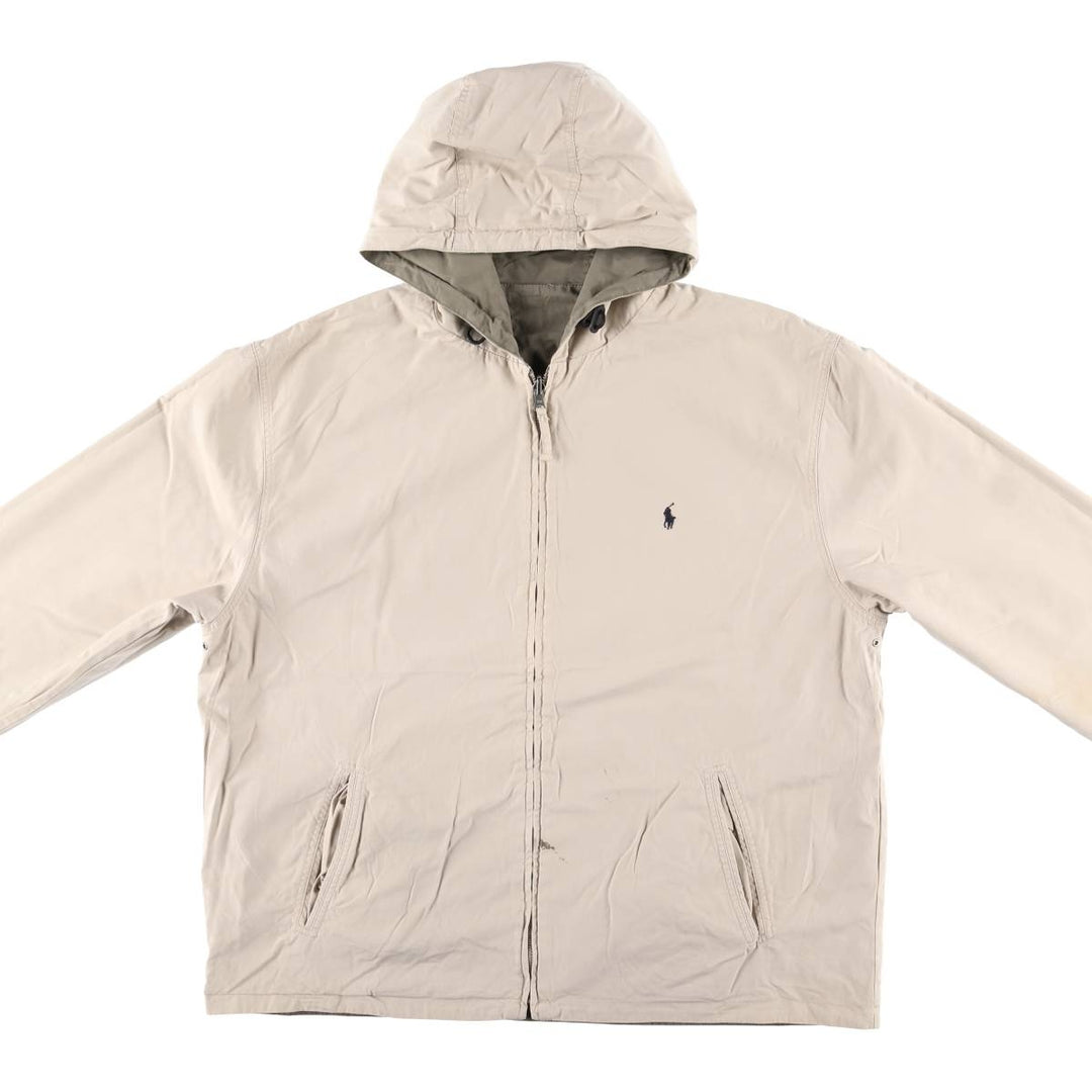 Ralph Lauren POLO by Ralph Lauren reversible cotton hoodie, men's size XL cotton Khaki type beige Vintage Second Hand