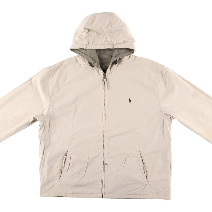 Ralph Lauren POLO by Ralph Lauren reversible cotton hoodie, men's size XL cotton Khaki type beige Vintage Second Hand