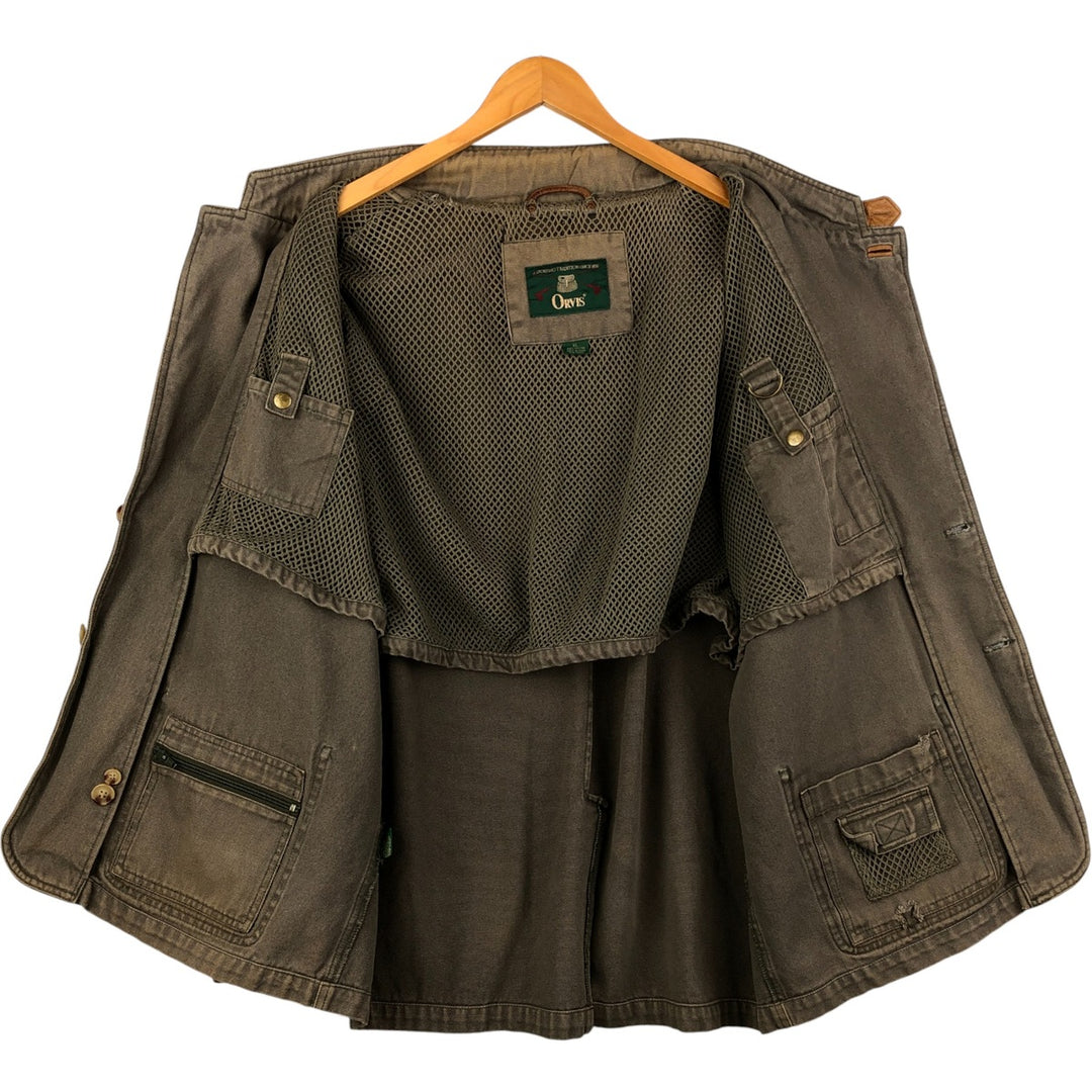 90'S Orvis Vintage Hunting Jacket, Men's Size XL cotton Khaki type Vintage Second Hand