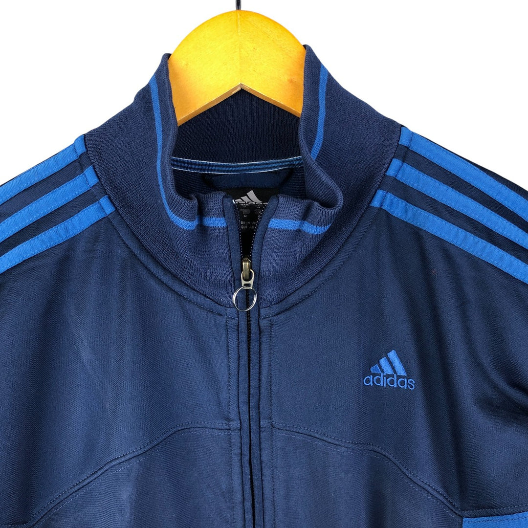 00'S adidas jersey track jacket, men's size M polyester navy blue type Vintage Second Hand