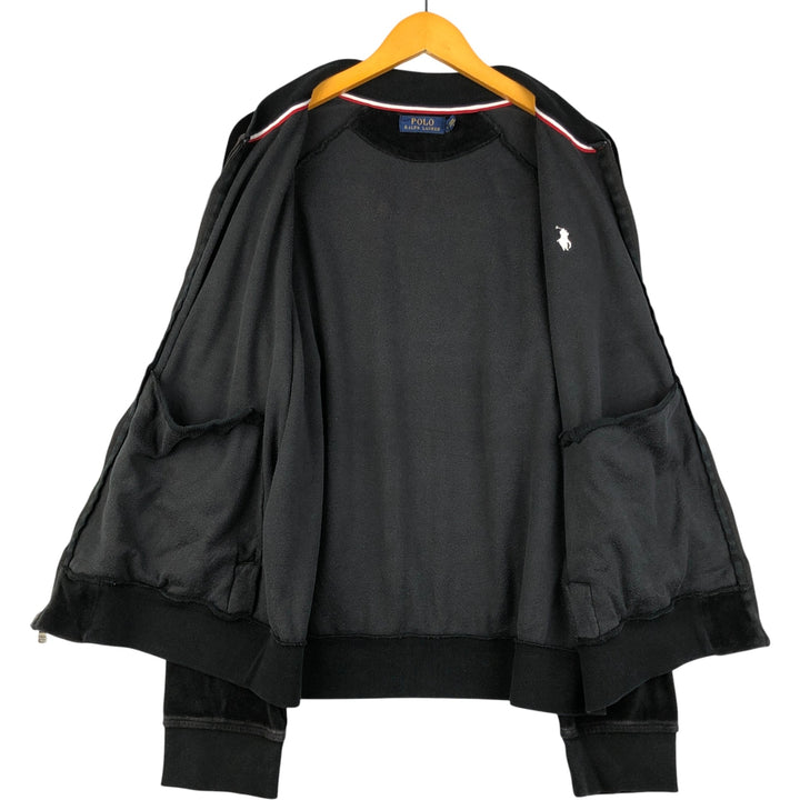 Ralph Lauren POLO RALPH LAUREN Velour Jersey Track Jacket, Men's Size L cotton black type Vintage Second Hand