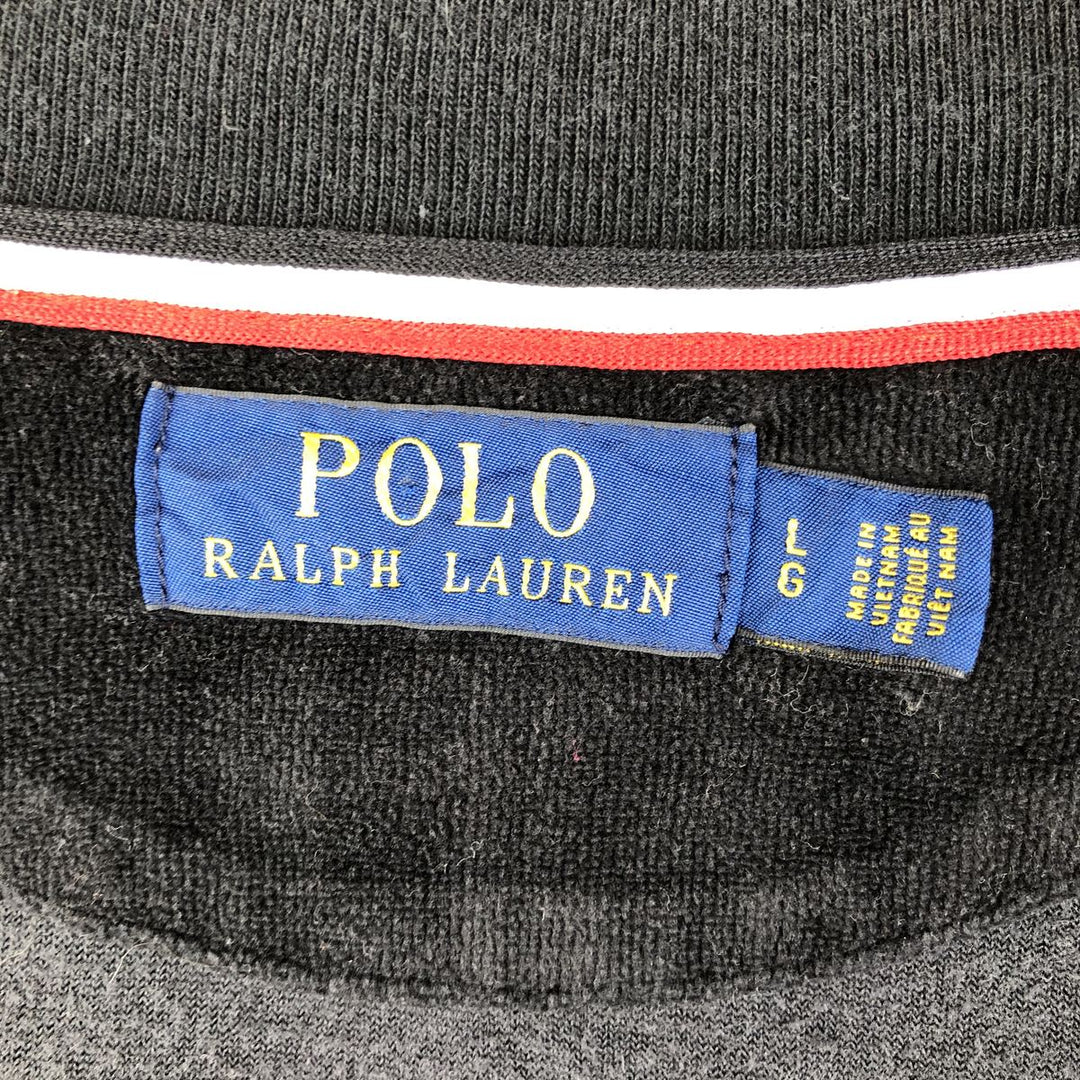 Ralph Lauren POLO RALPH LAUREN Velour Jersey Track Jacket, Men's Size L cotton black type Vintage Second Hand