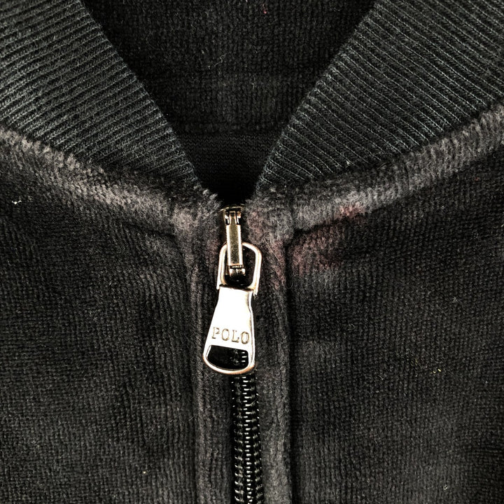 Ralph Lauren POLO RALPH LAUREN Velour Jersey Track Jacket, Men's Size L cotton black type Vintage Second Hand