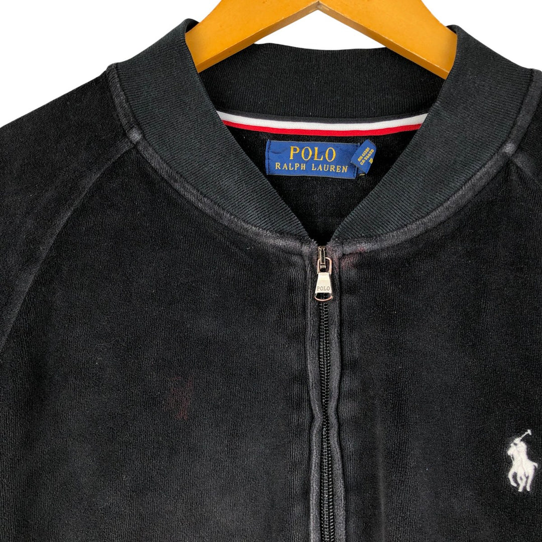 Ralph Lauren POLO RALPH LAUREN Velour Jersey Track Jacket, Men's Size L cotton black type Vintage Second Hand