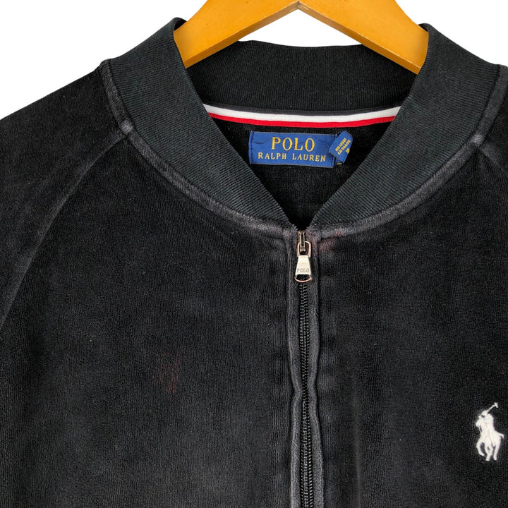 Ralph Lauren POLO RALPH LAUREN Velour Jersey Track Jacket, Men's Size L cotton black type Vintage Second Hand