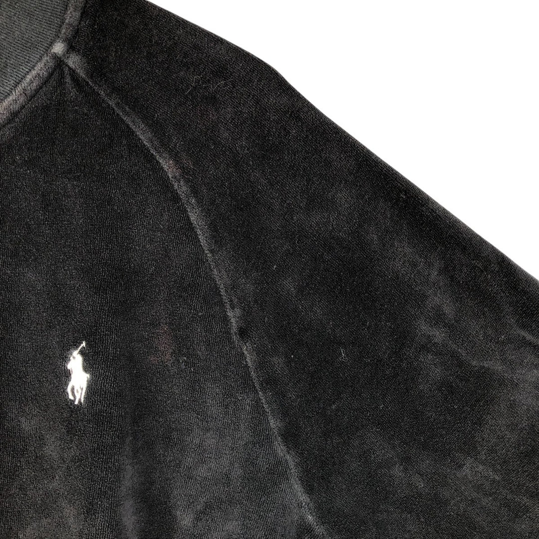 Ralph Lauren POLO RALPH LAUREN Velour Jersey Track Jacket, Men's Size L cotton black type Vintage Second Hand