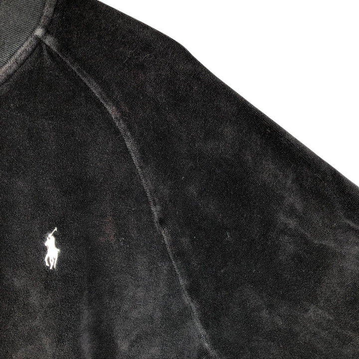 Ralph Lauren POLO RALPH LAUREN Velour Jersey Track Jacket, Men's Size L cotton black type Vintage Second Hand