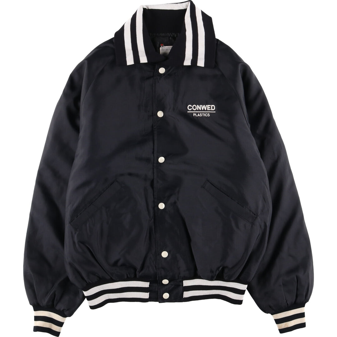 Vintage 1980'S BUTWIN padded nylon varsity jacket, award jacket, made in the USA, men's size L Nylon black type Vintage Second Hand