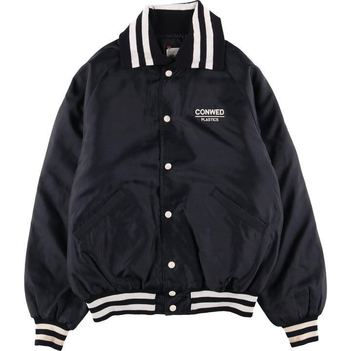 Vintage 1980'S BUTWIN padded nylon varsity jacket, award jacket, made in the USA, men's size L Nylon black type Vintage Second Hand