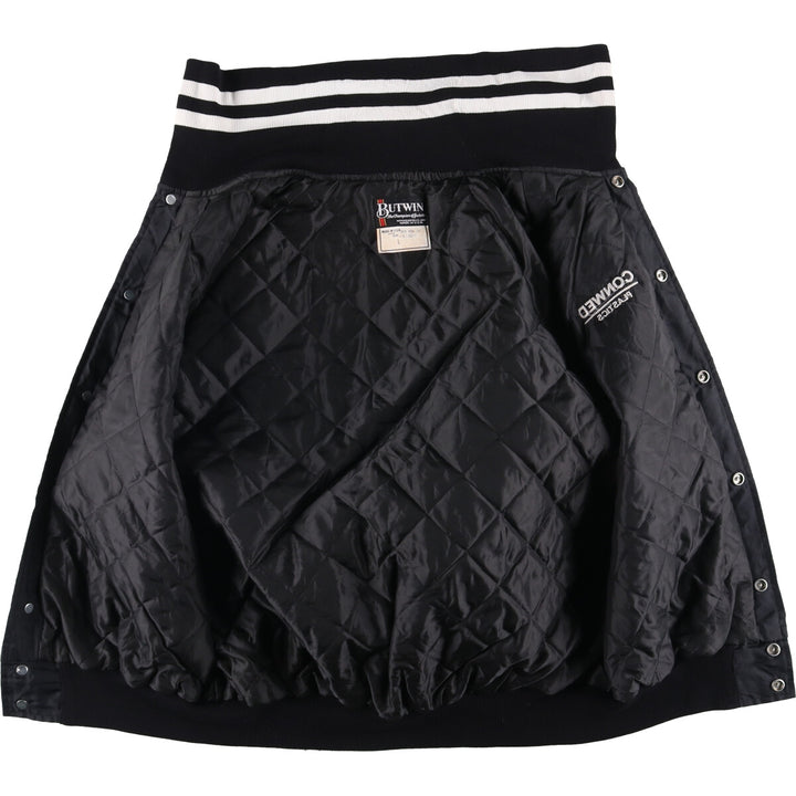 Vintage 1980'S BUTWIN padded nylon varsity jacket, award jacket, made in the USA, men's size L Nylon black type Vintage Second Hand