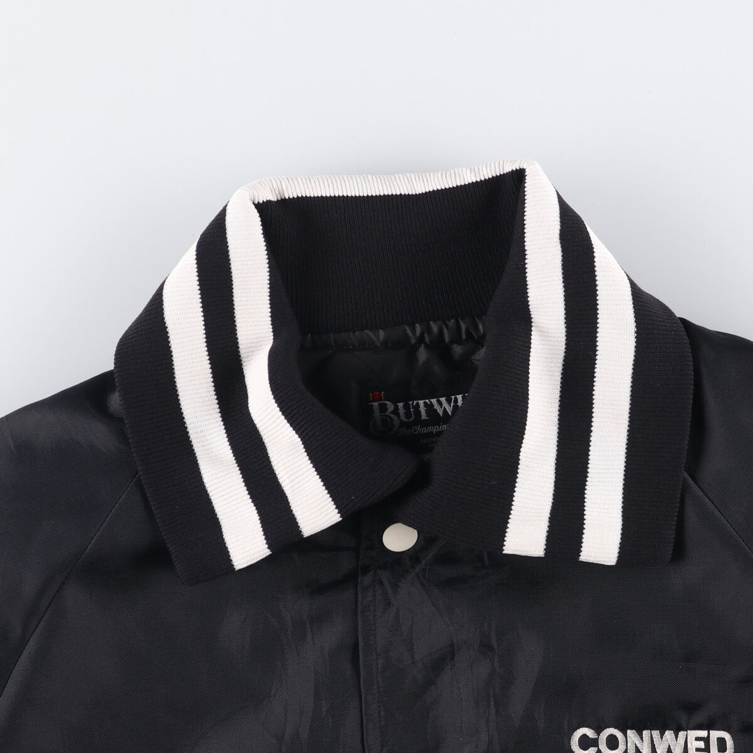 Vintage 1980'S BUTWIN padded nylon varsity jacket, award jacket, made in the USA, men's size L Nylon black type Vintage Second Hand