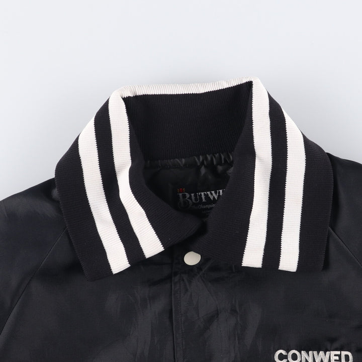 Vintage 1980'S BUTWIN padded nylon varsity jacket, award jacket, made in the USA, men's size L Nylon black type Vintage Second Hand