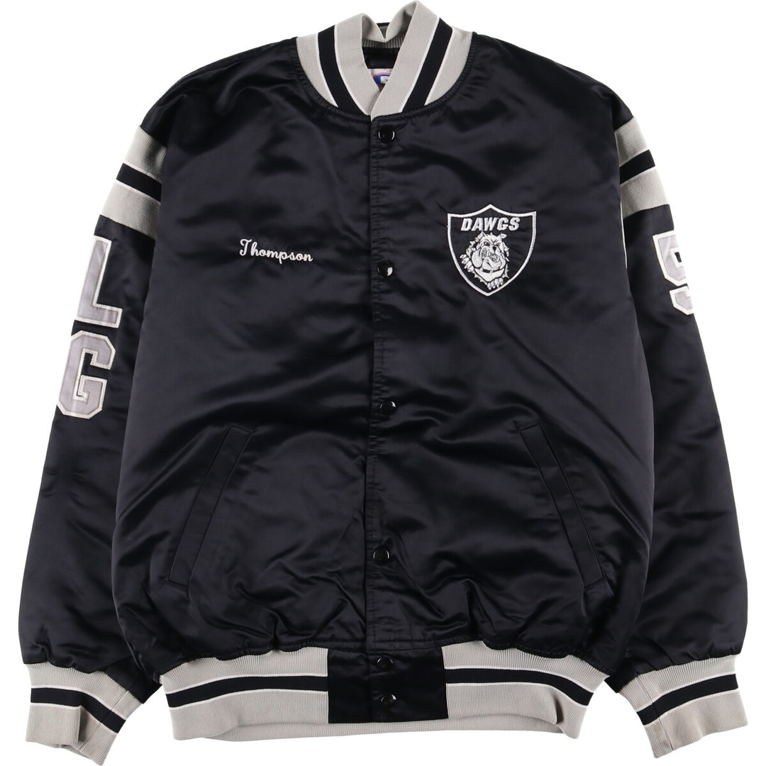 Vintage 90'S GAME Sportswear Ltd. Padded Nylon Varsity Jacket, Made in USA, Men's Size Medium Nylon black type Vintage Second Hand