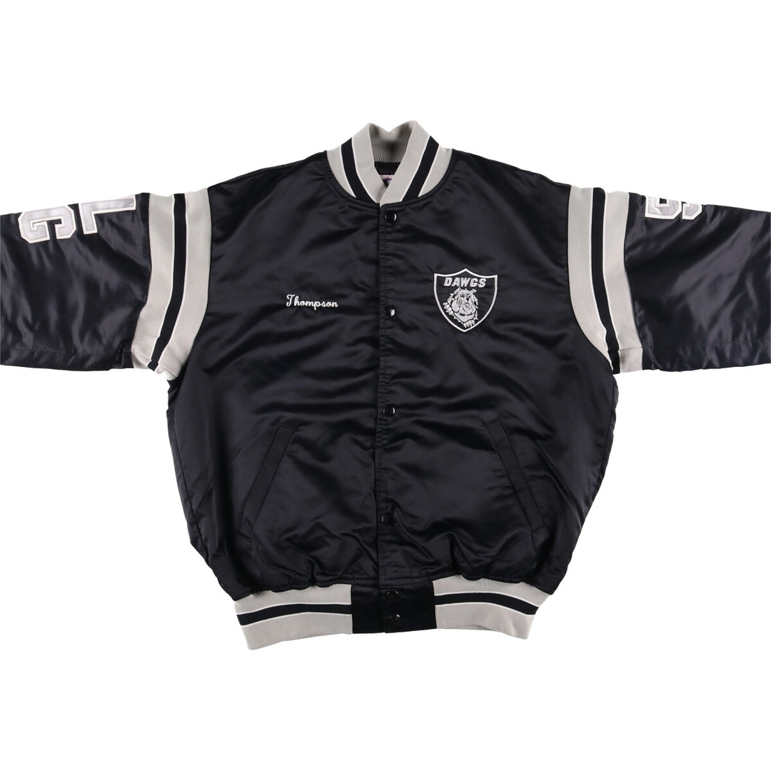 Vintage 90'S GAME Sportswear Ltd. Padded Nylon Varsity Jacket, Made in USA, Men's Size Medium Nylon black type Vintage Second Hand