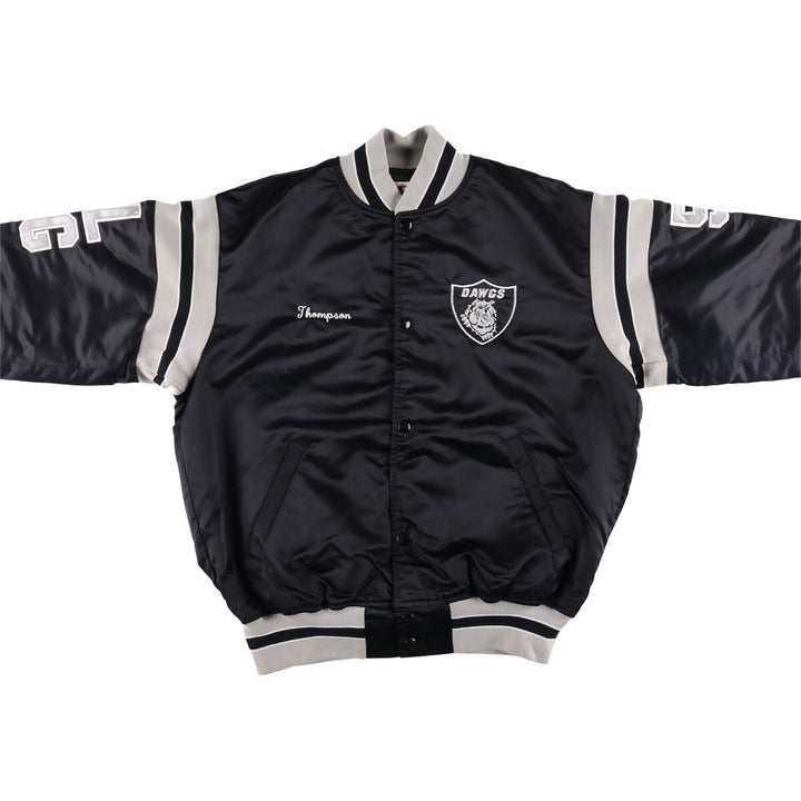 Vintage 90'S GAME Sportswear Ltd. Padded Nylon Varsity Jacket, Made in USA, Men's Size Medium Nylon black type Vintage Second Hand