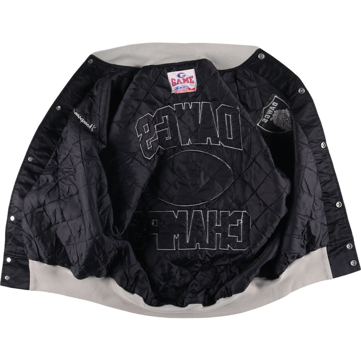 Vintage 90'S GAME Sportswear Ltd. Padded Nylon Varsity Jacket, Made in USA, Men's Size Medium Nylon black type Vintage Second Hand