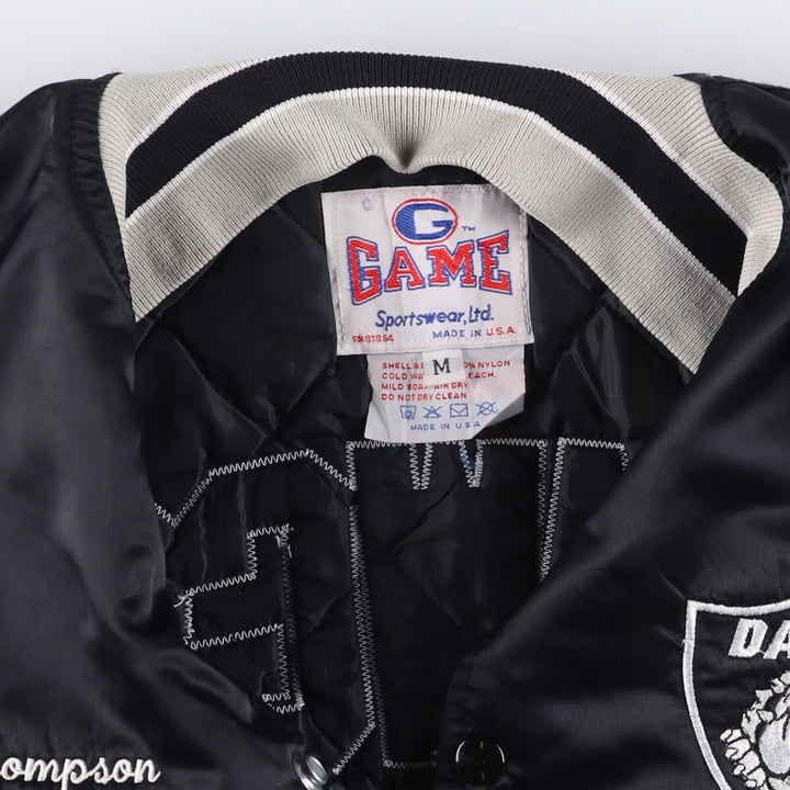 Vintage 90'S GAME Sportswear Ltd. Padded Nylon Varsity Jacket, Made in USA, Men's Size Medium Nylon black type Vintage Second Hand