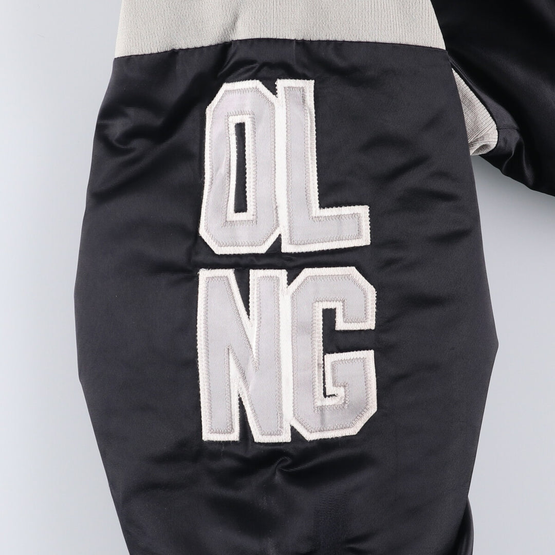 Vintage 90'S GAME Sportswear Ltd. Padded Nylon Varsity Jacket, Made in USA, Men's Size Medium Nylon black type Vintage Second Hand