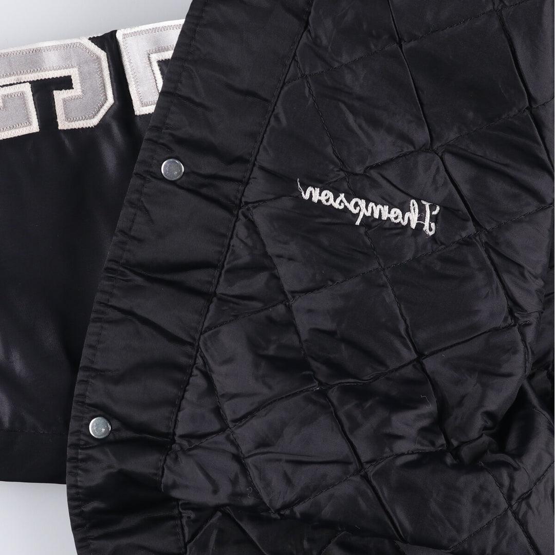 Vintage 90'S GAME Sportswear Ltd. Padded Nylon Varsity Jacket, Made in USA, Men's Size Medium Nylon black type Vintage Second Hand