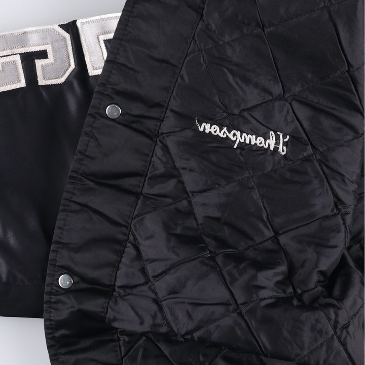 Vintage 90'S GAME Sportswear Ltd. Padded Nylon Varsity Jacket, Made in USA, Men's Size Medium Nylon black type Vintage Second Hand