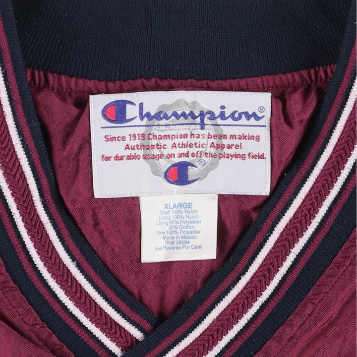 90'S Champion V-neck nylon pullover, men's size XL, vintage Nylon wine-red Vintage Second Hand