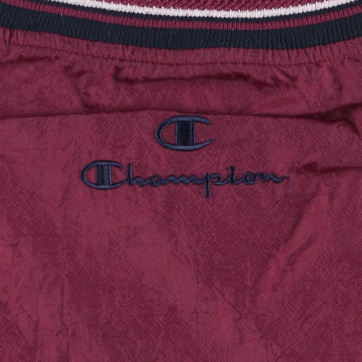 90'S Champion V-neck nylon pullover, men's size XL, vintage Nylon wine-red Vintage Second Hand