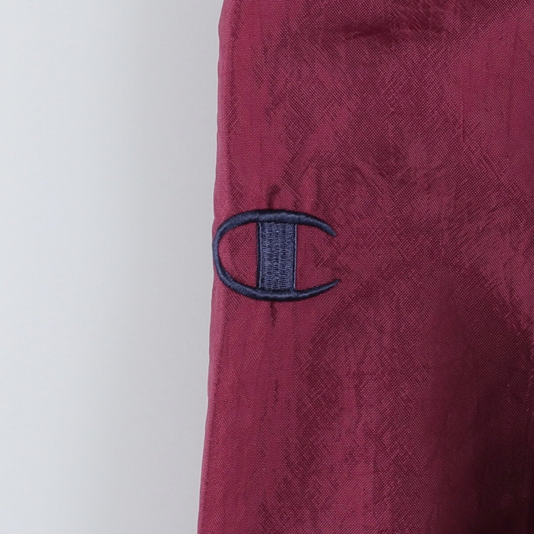 90'S Champion V-neck nylon pullover, men's size XL, vintage Nylon wine-red Vintage Second Hand